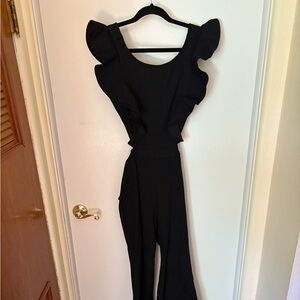 Flying Tomato Black Ruffled Jumpsuit